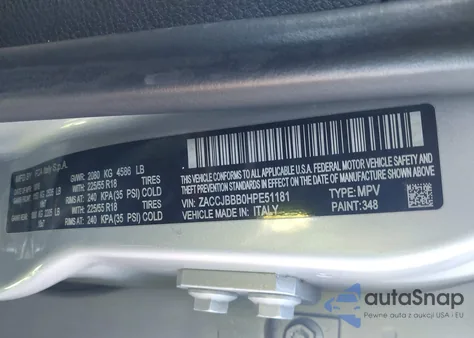 2017 Jeep Renegade Latitude 4X4 from USA, damaged, VIN ZACCJBBB0HPE51181